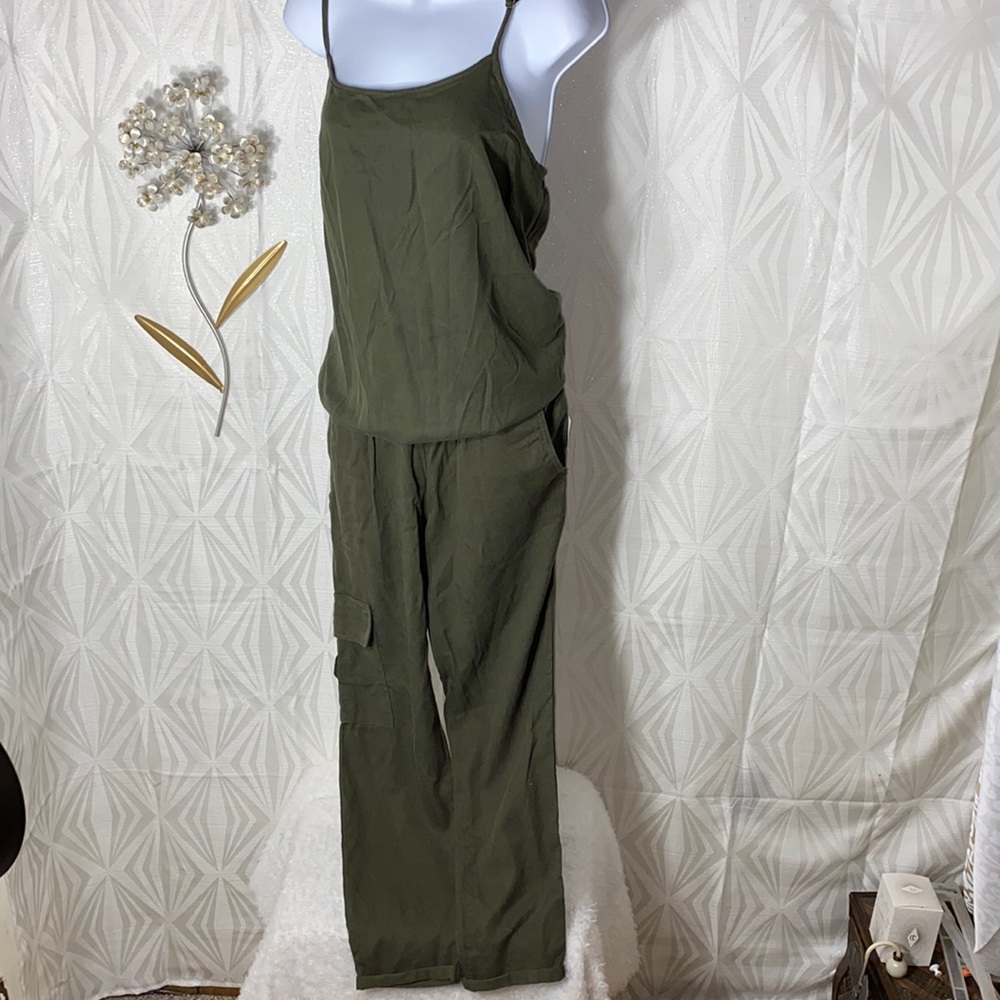 Motherhood Maternity Army Green Cargo Jumpsuit NWT
